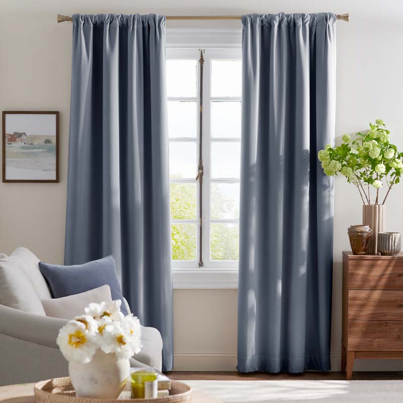 Velvet Blackout Window Curtain - Light Blue, 108 in.