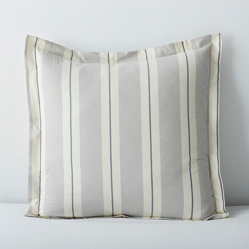 Tailored Stripes and Plaids Classic Cool Cotton Percale Sham - Wide Stripe Navy, Euro
