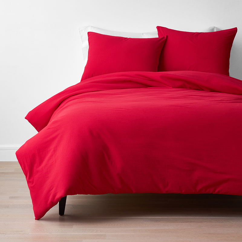 T-Shirt Soft Jersey Knit Duvet Cover Set - Red, Twin XL