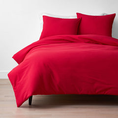 T-Shirt Soft Jersey Knit Duvet Cover Set - Red, King/Cal King