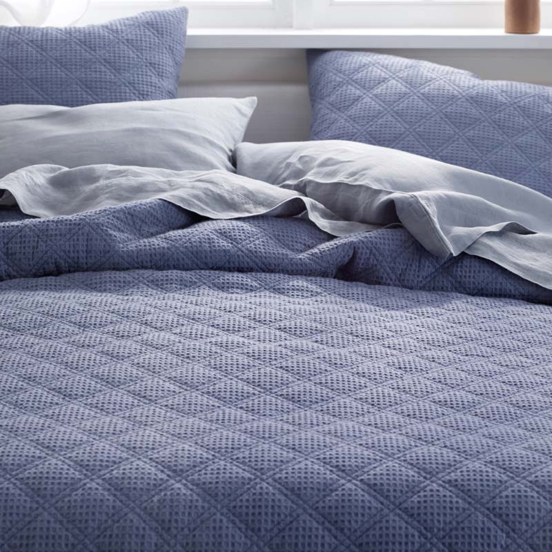 Waffle Quilted Sham - Denim Blue, King