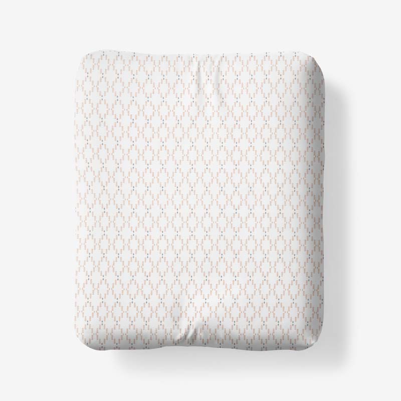 Feliciana Geo Garment Washed Cotton Percale Fitted Bed Sheet - Clay, Twin