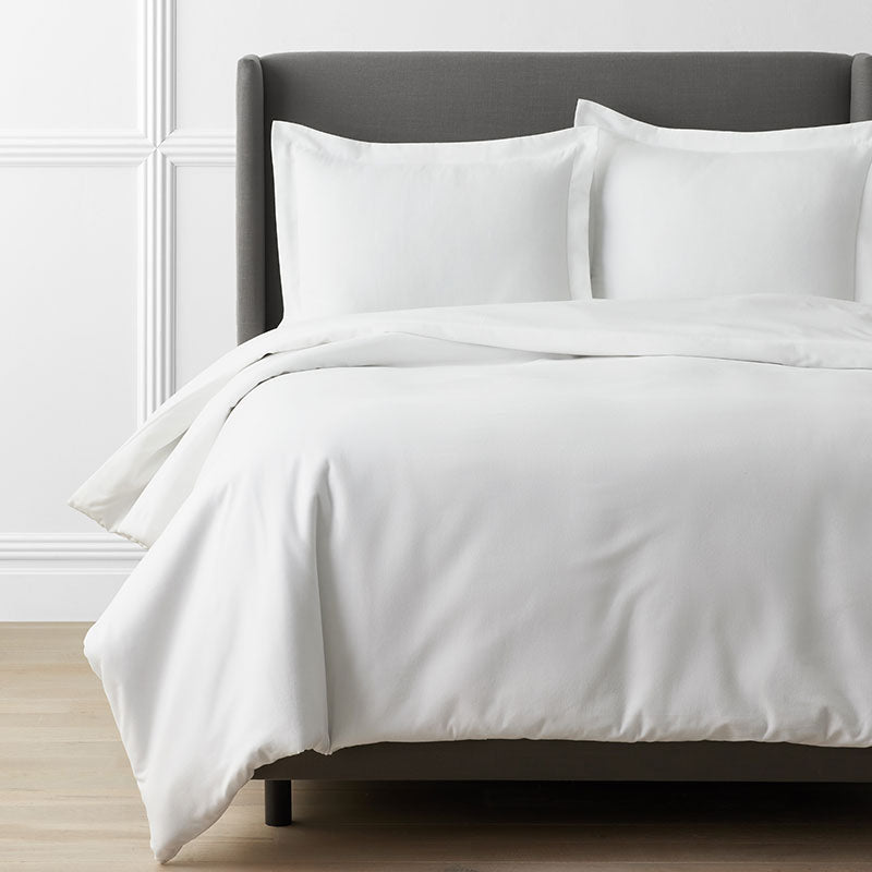 Classic Ultra-Cozy Cotton Velvet Flannel Solid Duvet Cover - White, Full/Queen