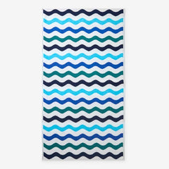 Cotton Terry Beach Towel - Blue Multi Wave