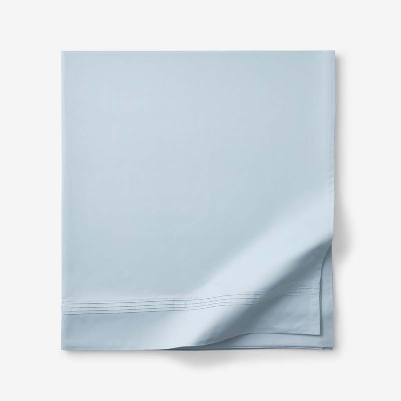 Luxe Smooth Egyptian Cotton Sateen Flat Bed Sheet - Sky Blue, King/Cal. King