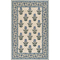 Floral Border Hand Tufted Wool Rug -  Blue, 2' x 3'