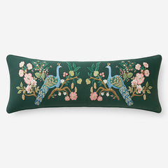 Peacock Decorative Lumbar Pillow Cover - Green Multi