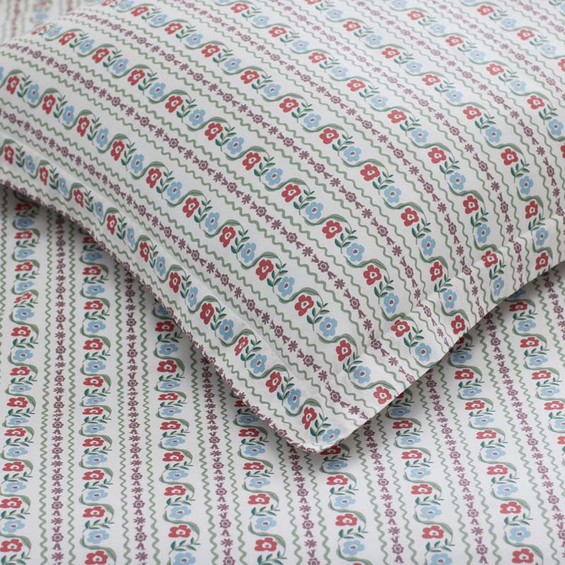 Delphine Classic Cool Cotton Percale Duvet Cover - Ivory Multi, Twin/Twin XL