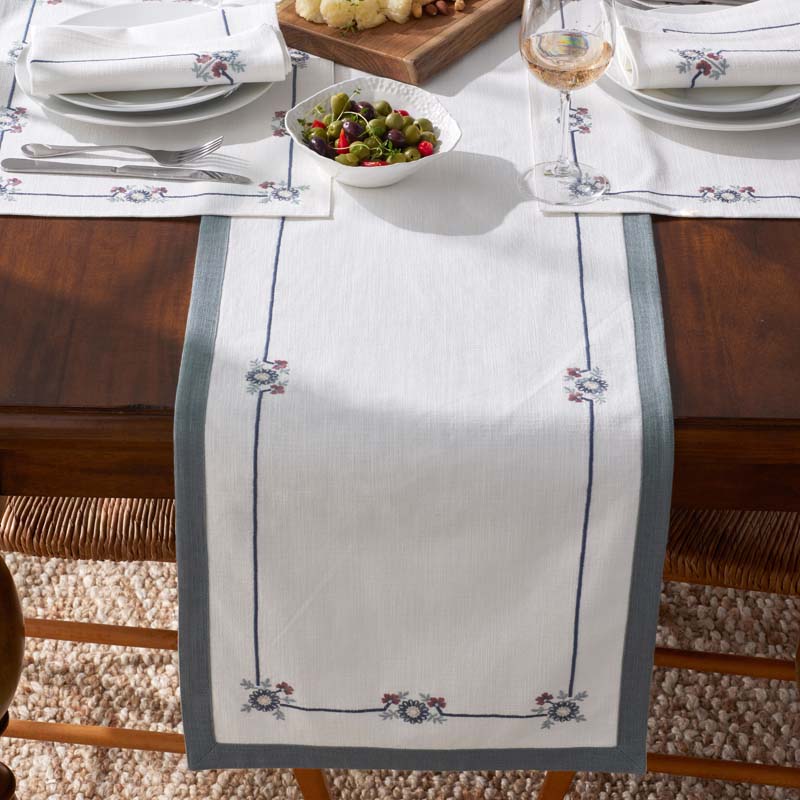 Floral Table Runner - Floral Border, 16 in. x 90 in.