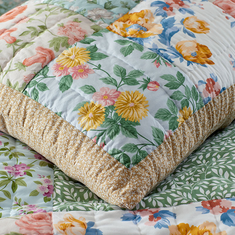 Shoshanna Reversible Patchwork Quilted Sham - Green Multi, King