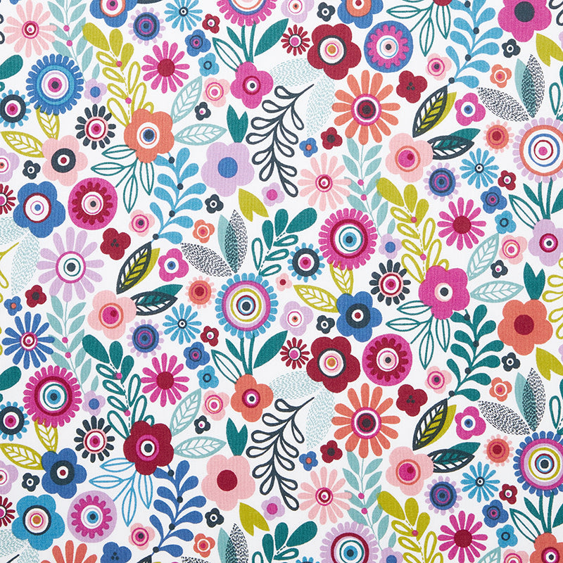 Joyful Mini Flower Classic Cool Organic Cotton Percale Bed Sheet Set - White Multi, Full