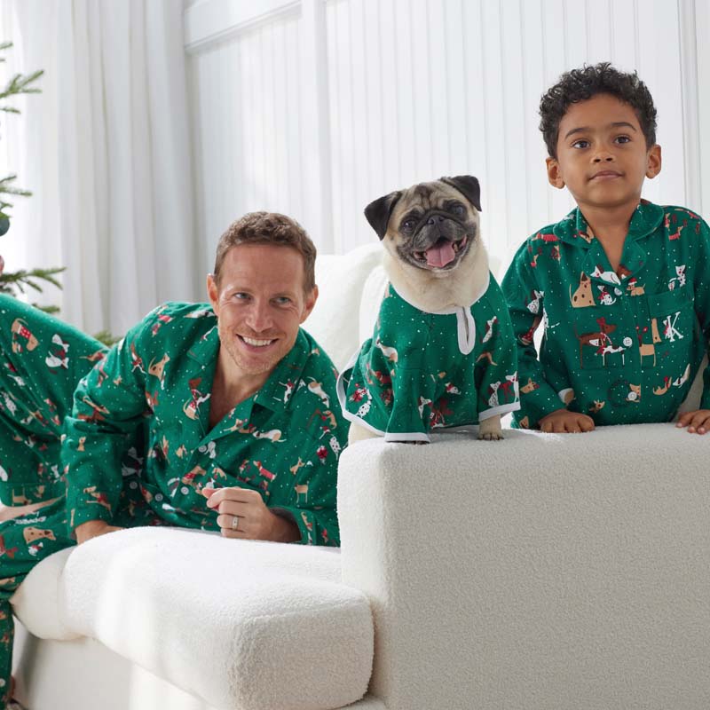 Family Flannel Pet Pajamas - Holiday Pups, S