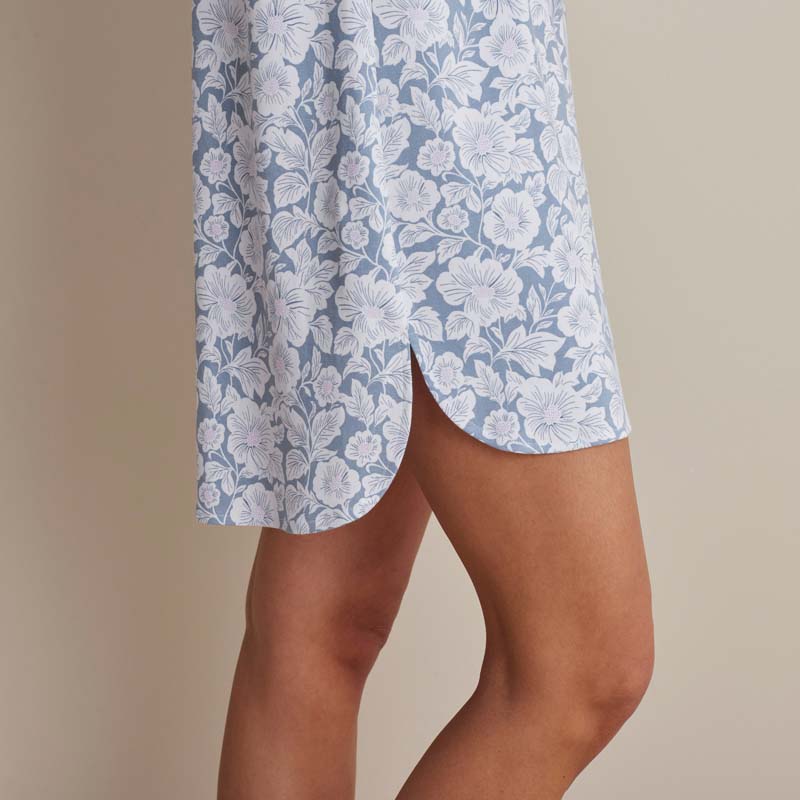 Printed Pima Cotton Women's Nightgown - Blue Garden, L
