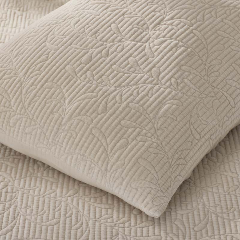 Tinsley Leaf Quilted Sham - Beige Tan, King