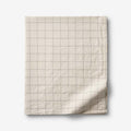 Tailored Stripes and Plaids Premium Breathable Washed Linen Cotton Flat Bed Sheet - Windowpane Dark Olive, King/Cal. King