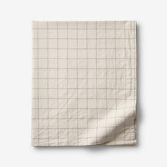 Tailored Stripes and Plaids Premium Breathable Washed Linen Cotton Flat Bed Sheet - Windowpane Dark Olive, Full