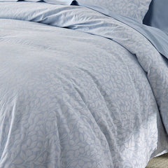 Jacquard Leaf Yarn-Dyed Premium Smooth Supima® Cotton Wrinkle-Free Sateen Bed Sheet Set - Blue Shadow, Full