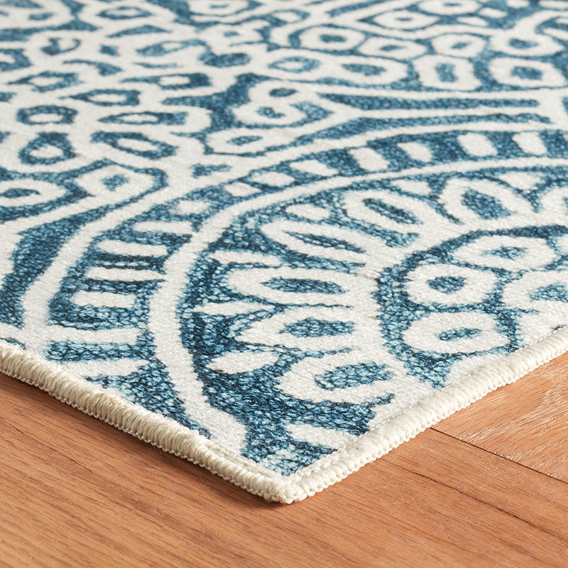 Temple Washable Rug - Blue, 2' 6" x 8' Runner
