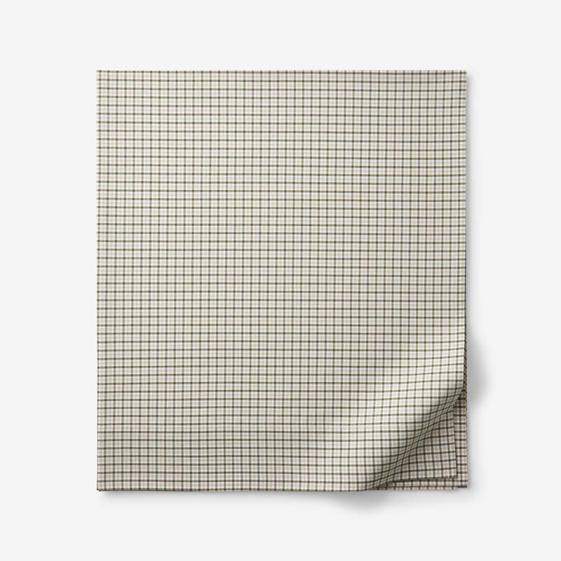 Classic Stripes and Plaids Cool Yarn-Dyed Cotton Percale Flat Bed Sheet - Mini Check Green, Full