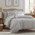 Delphine Classic Cool Cotton Percale Duvet Cover - Ivory Multi, Full/Queen