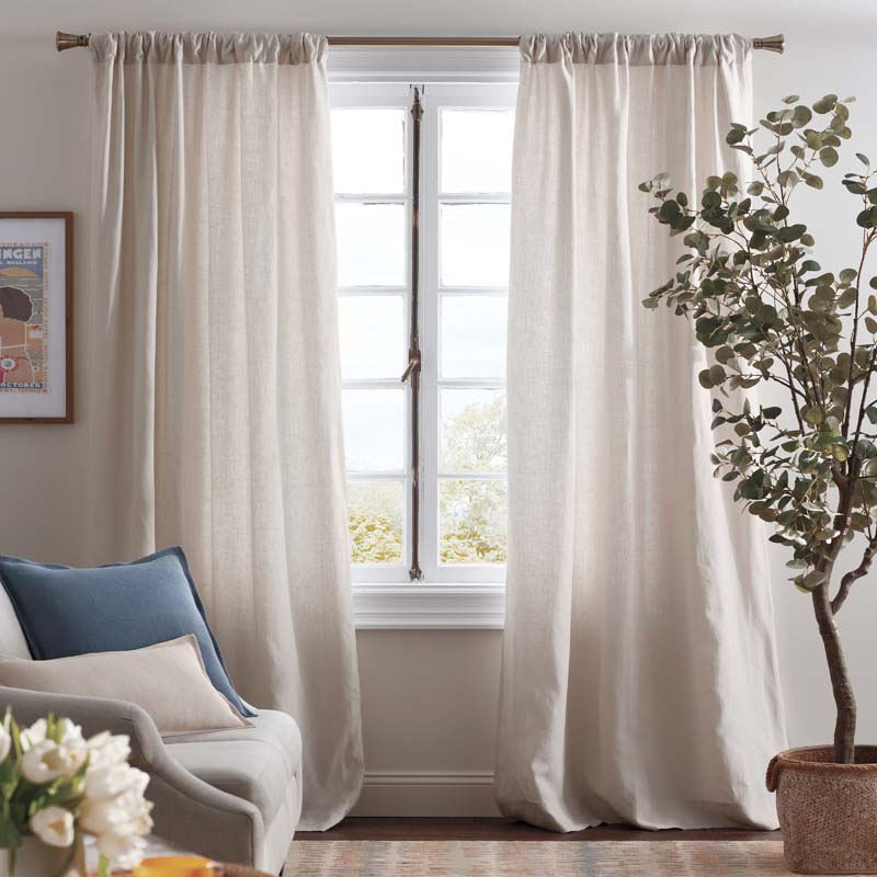 Linen Blackout Window Curtain - Sand, 108 in.