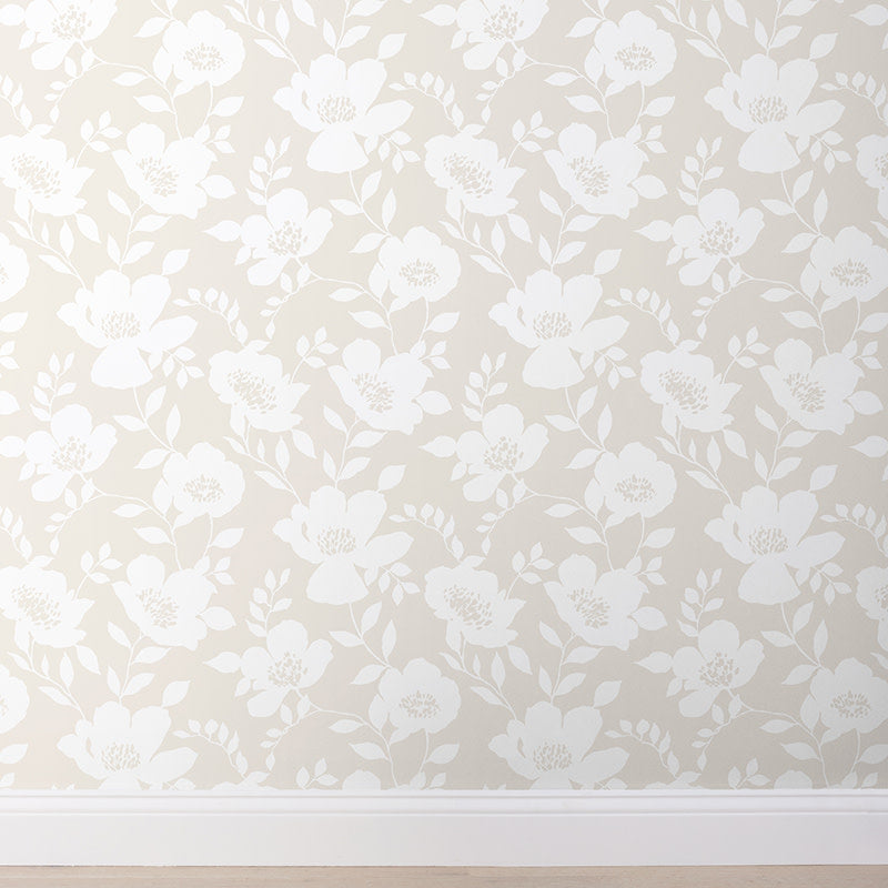 Ava Traditional Wallpaper - Floral Natural, Roll