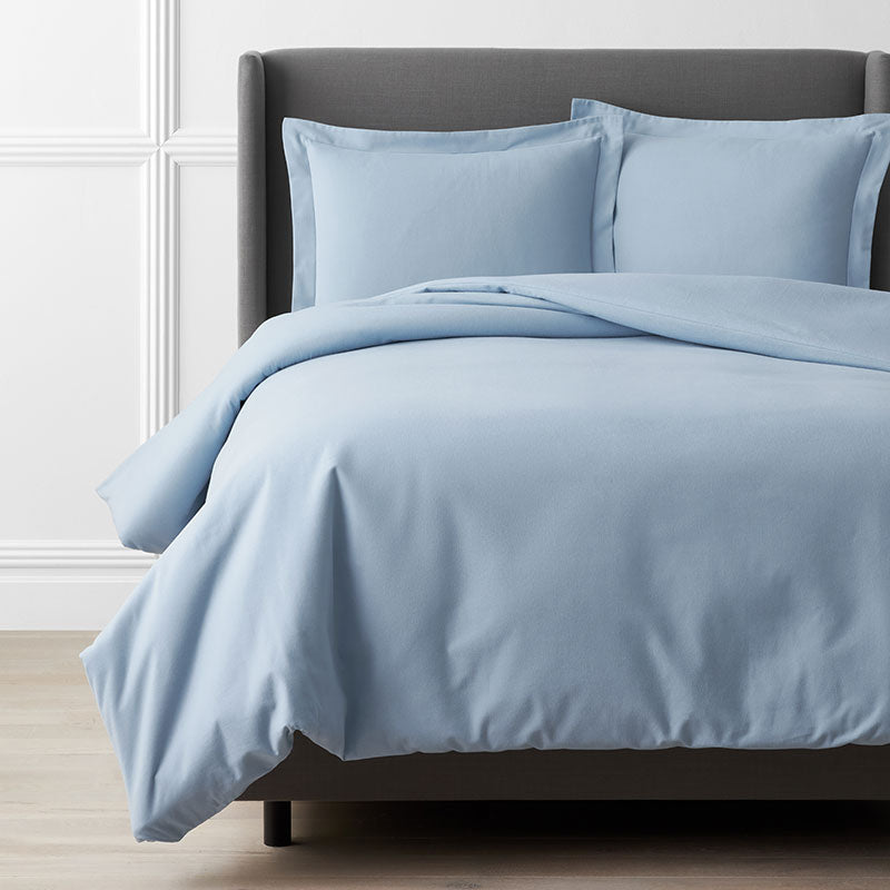 Classic Ultra-Cozy Cotton Velvet Flannel Solid Duvet Cover - Powder Blue, King/Cal. King