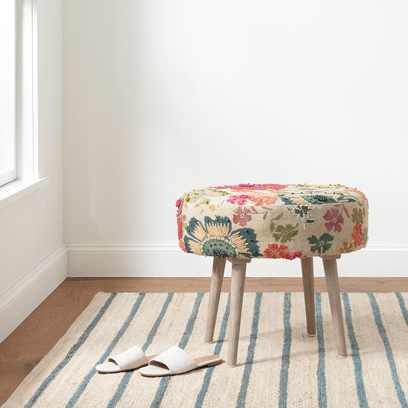Moana Stripe Handwoven Jute Rug - Blue, 8' x 10'