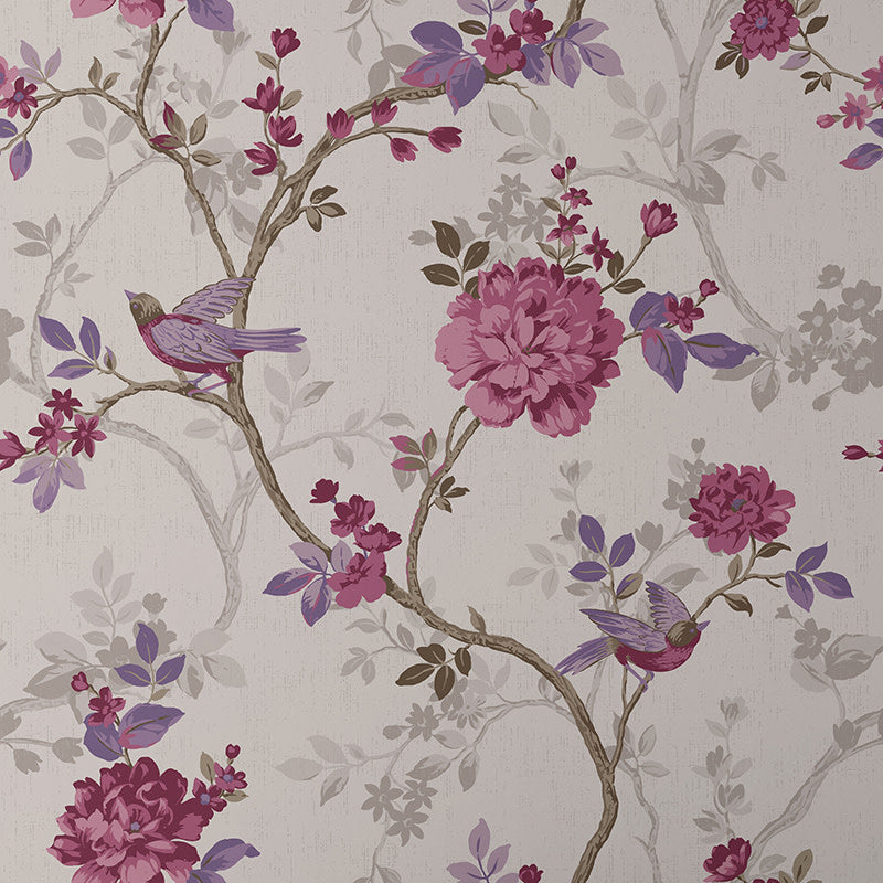 Traditional Bird Removable Wallpaper - Purple, Roll
