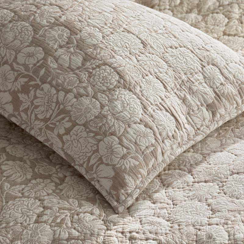 Kyla Floral Quilted Sham - Beige, Standard