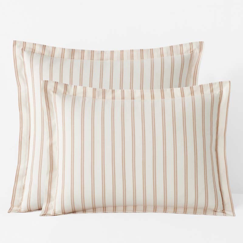 Tailored Stripes and Plaids Classic Cool Cotton Percale Sham - Narrow Stripe Gold, Euro