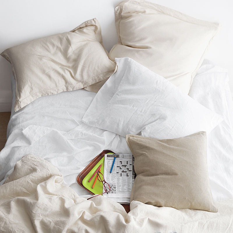 Premium Breathable Relaxed Linen Sham - White, King