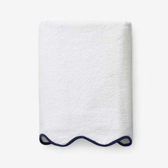 Scalloped Edge Bath Towel - Navy