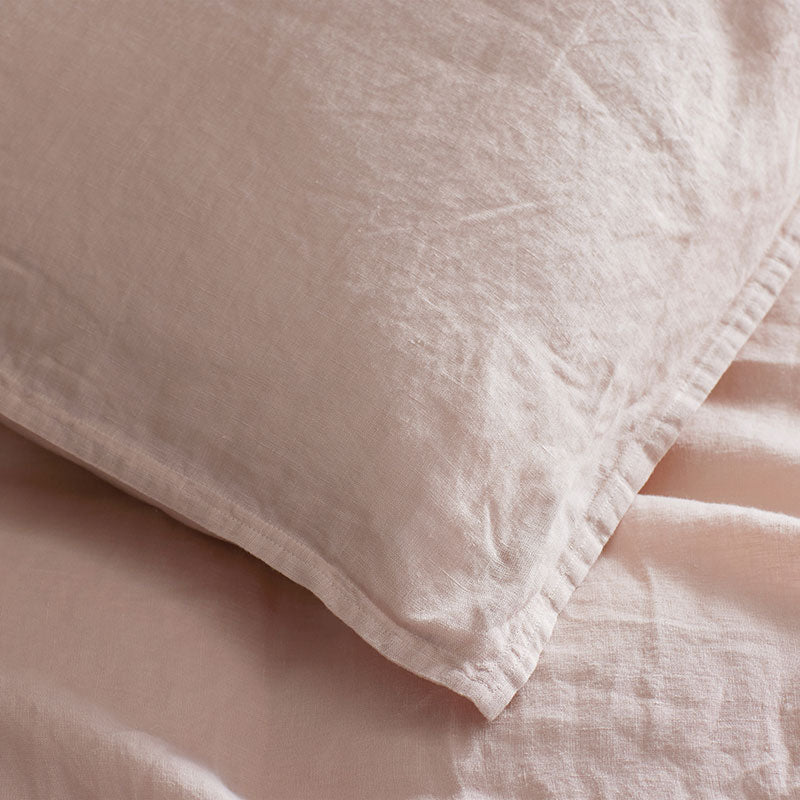 Premium Breathable Washed Linen Solid Fitted Bed Sheet - Rose Smoke, King