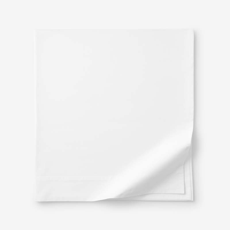Solid Garment Washed Cotton Percale Flat Bed Sheet - White, Queen