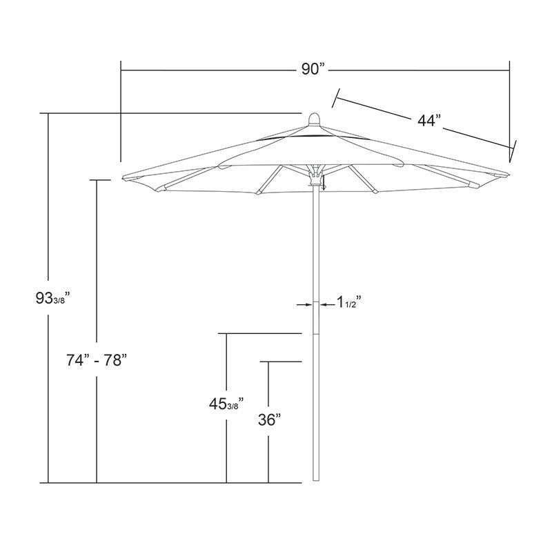Round Outdoor Patio Umbrella, Wood with Manual Lift - Antique Beige, 7.5'