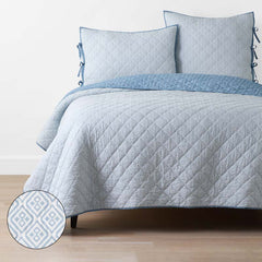 Tira Geo Reversible Quilt - Blue, King/Cal. King