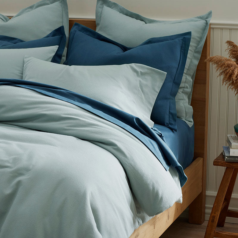 Classic Ultra-Cozy Cotton Velvet Flannel Fitted Bed Sheet - Seafoam, Queen