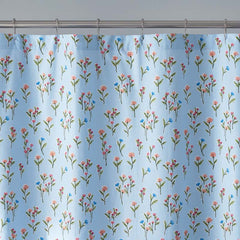 Blossoms and Stripes Classic Cool Cotton Percale Shower Curtain - Garden Poppies
