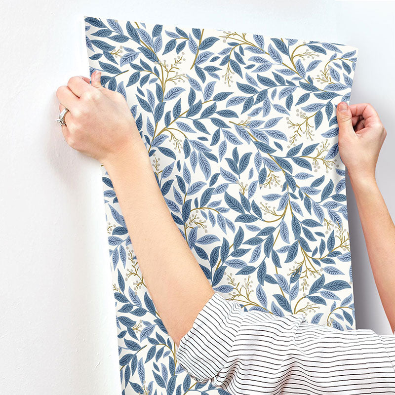Willowberry Traditional Wallpaper - Blue White, Swatch