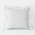Scallop Embroidered Premium Cool Egyptian Percale Sham - Green, Euro