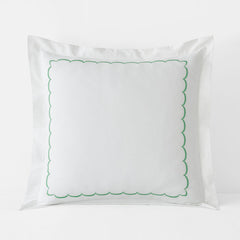 Scallop Embroidered Premium Cool Egyptian Percale Sham - Green, Euro