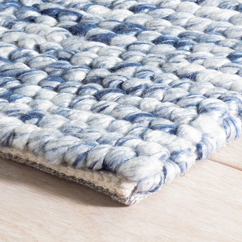 Chunky Handwoven Wool Rug - Navy, 2' 5" x 8' Runner