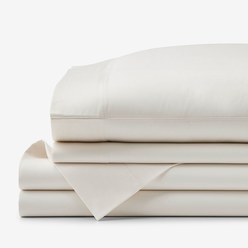 Classic Smooth Sateen Solid Bed Sheet Set - Ivory, King