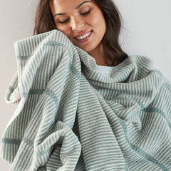 Narrow Stripe Reversible Cotton Bath Sheet - Spa Green