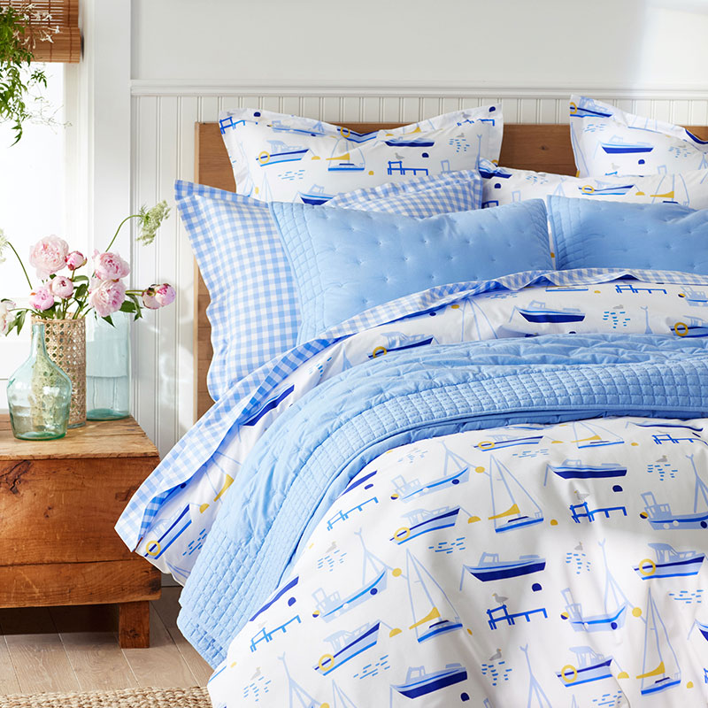Pintuck Quilted Sham - Blue, Euro