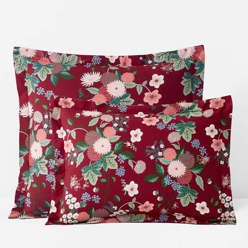 Dahlia Classic Cool Cotton Percale Sham - Dark Red, Euro