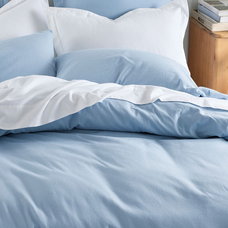 Classic Ultra-Cozy Cotton Velvet Flannel Pillowcase Set - Powder Blue, King