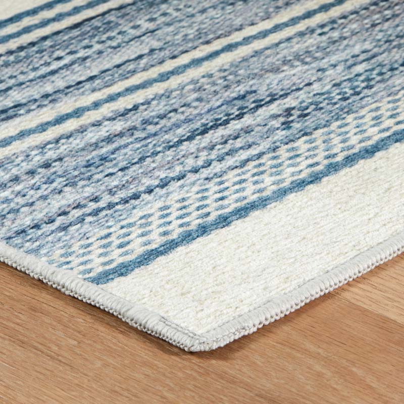 Ellington Stripe Blue Washable Rug - Blue, 5' x 8'