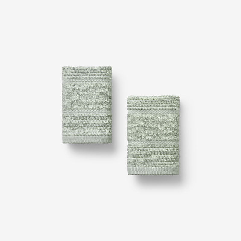 Textured Stripe Washcloths, Set of 2 - Green Mist